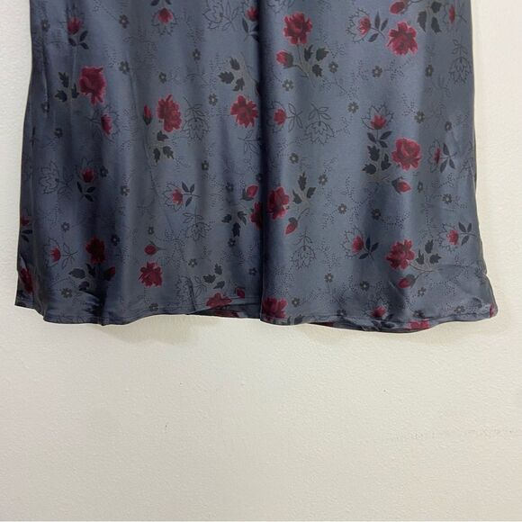 Y2K Gray Floral 100% Silk Midi Slip Skirt Dainty Fairycore Feminine Dark Romance - Picture 9 of 14